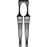 PASSION - COLLANT NOIR AVEC JARRETIÈRE S026 TAILLE UNIQUE PASSION WOMAN GARTER & STOCK