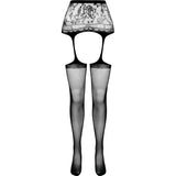 PASSION - COLLANT NOIR AVEC JARRETIÈRE S028 TAILLE UNIQUE PASSION WOMAN GARTER & STOCK