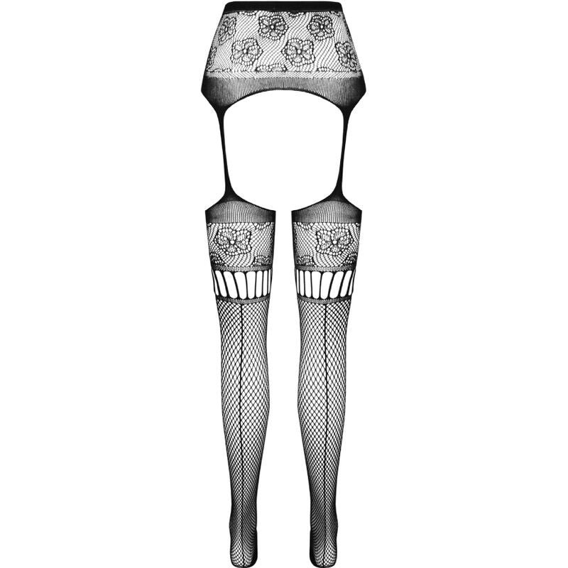 PASSION - COLLANT S030 AVEC JARRETIÈRE NOIRE TAILLE UNIQUE PASSION WOMAN GARTER & STOCK
