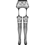 PASSION - COLLANT S030 AVEC JARRETIÈRE NOIRE TAILLE UNIQUE PASSION WOMAN GARTER & STOCK
