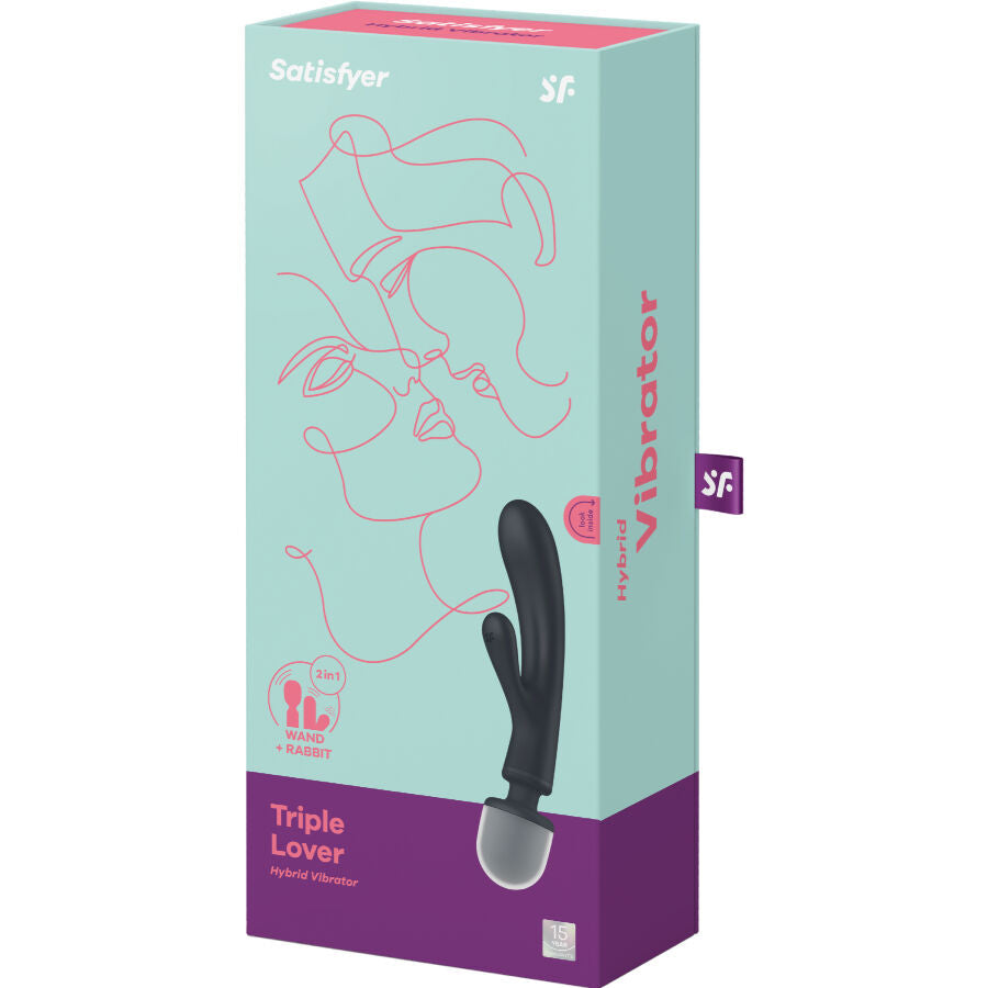 SATISFYER - MASSEUR VIBRATEUR LAPIN TRIPLE LOVER GRIS SATISFYER VIBRATOR
