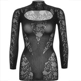 LEG AVENUE - MINI ROBE AVEC DENTELLE MANCHES LONGUES NOIR LEG AVENUE DRESSES