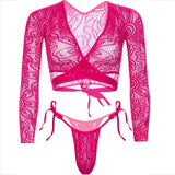 LEG AVENUE - TOP COURT EN DENTELLE AVEC STRING LEG AVENUE SETS