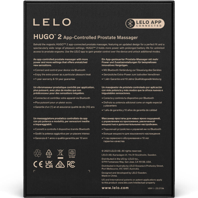 LELO HUGO 2 – Masseur prostatique connecté – Noir LELO