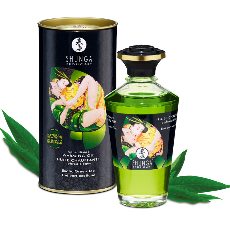 SHUNGA Thé Vert - Huile de massage chauffante bio 100 ml