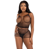 LEG AVENUE - ENSEMBLE T-SHIRT & PANTALON RÉSILLE NOIR LEG AVENUE SETS