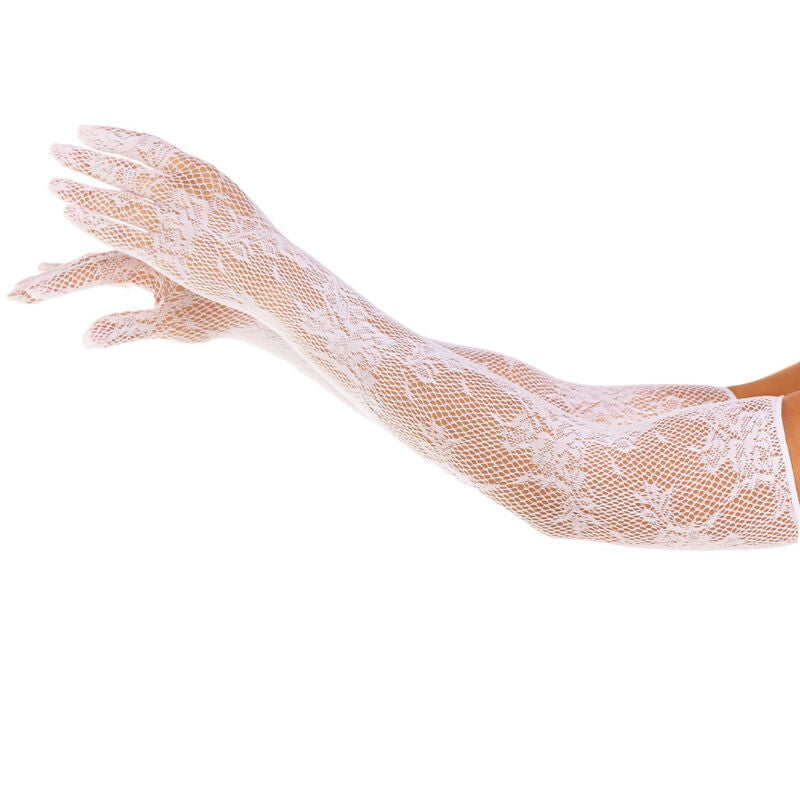 LEG AVENUE - GANTS FLEURS ROUGES BLANCS LEG AVENUE HOSIERY