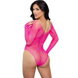 LEG AVENUE - BODY À MANCHES LONGUES CRISTALLISÉ FUCHSIA LEG AVENUE TEDDIES