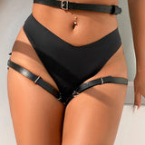 SUBBLIME - HARNAIS DE TAILLE ET DE JAMBES EN CUIR NOIR TAILLE UNIQUE SUBBLIME FETISH