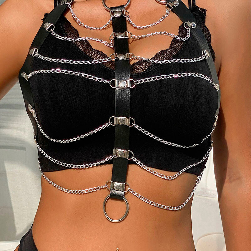 SUBBLIME - HARNAIS POITRINE CHAÎNE S EN CUIR NOIR TAILLE UNIQUE SUBBLIME FETISH