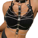 SUBBLIME - HARNAIS POITRINE CHAÎNE S EN CUIR NOIR TAILLE UNIQUE SUBBLIME FETISH