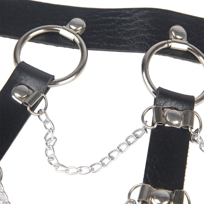 SUBBLIME - HARNAIS POITRINE CHAÎNE S EN CUIR NOIR TAILLE UNIQUE SUBBLIME FETISH