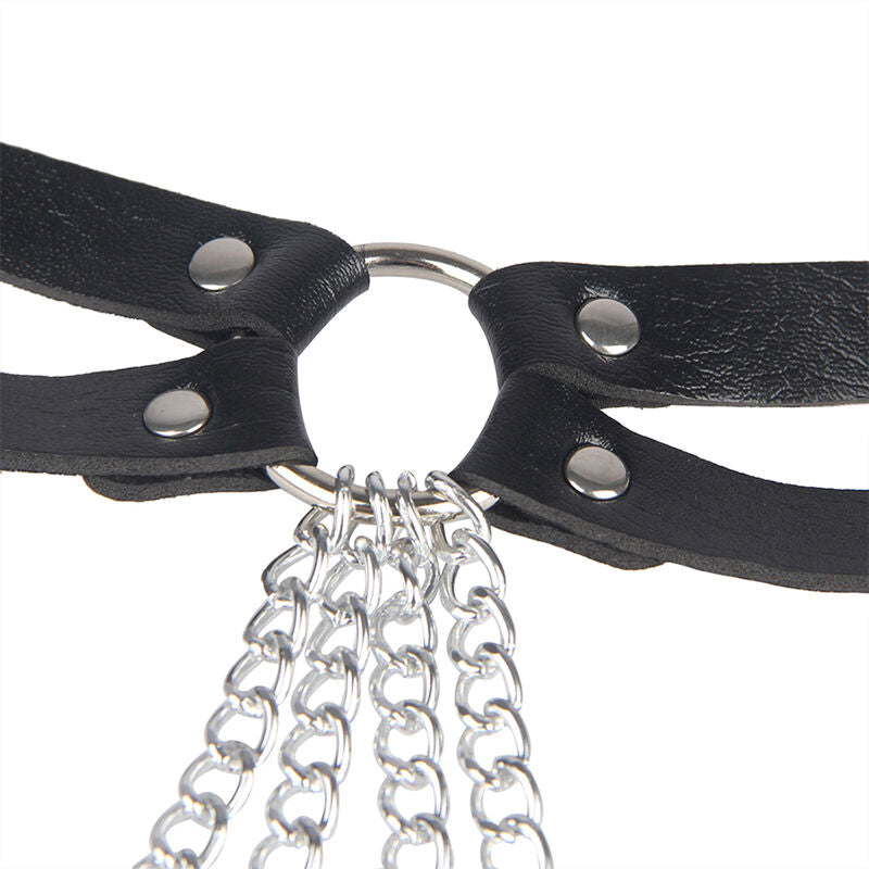 SUBBLIME - CHAINE BAGUE CUIR CEINTURE NOIR TAILLE UNIQUE SUBBLIME FETISH