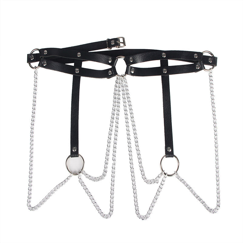 SUBBLIME - CHAINE BAGUE CUIR CEINTURE NOIR TAILLE UNIQUE SUBBLIME FETISH