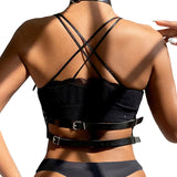 SUBBLIME - HARNAIS POITRINE ANNEAU CUIR NOIR TAILLE UNIQUE SUBBLIME FETISH