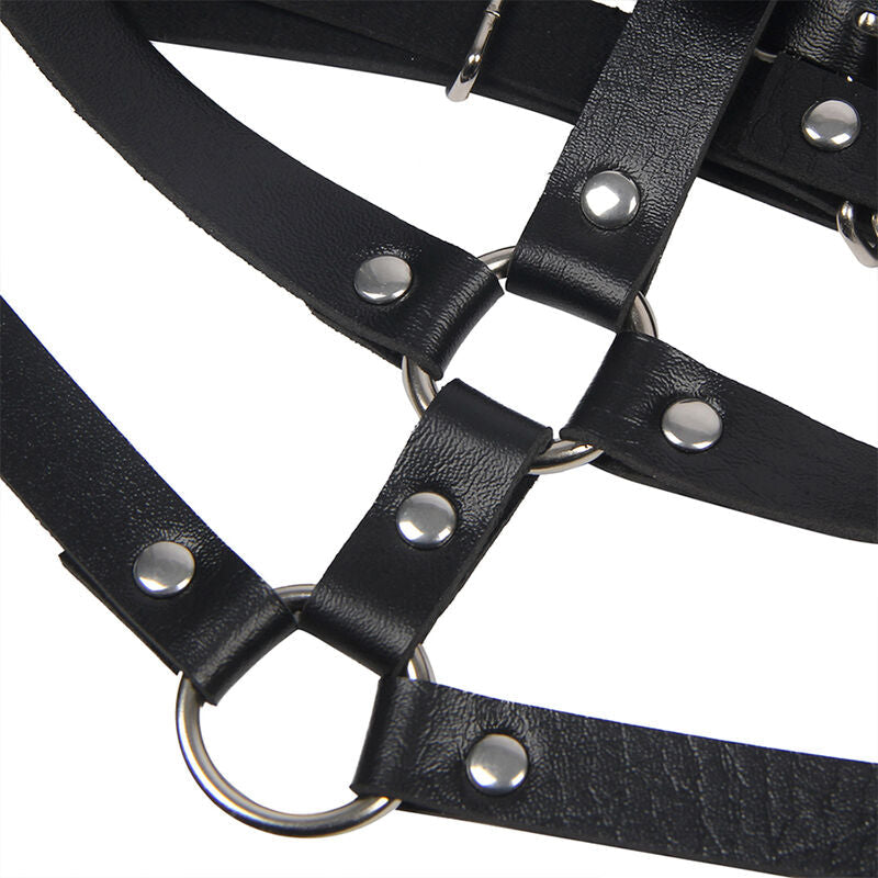 SUBBLIME - HARNAIS POITRINE ANNEAU CUIR NOIR TAILLE UNIQUE SUBBLIME FETISH