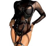 SUBBLIME - HARNAIS COMPLET AVEC BOUCLES EN CUIR NOIR TAILLE UNIQUE SUBBLIME FETISH