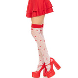LEG AVENUE - CHAUSSETTES HAUTES CHAMPIGNON ROUGE/BLANC LEG AVENUE HOSIERY