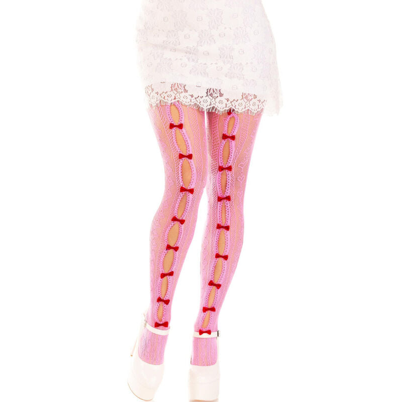 LEG AVENUE - BAS AVEC OUVERTURES COEUR & NOEUDS ROSE LEG AVENUE HOSIERY