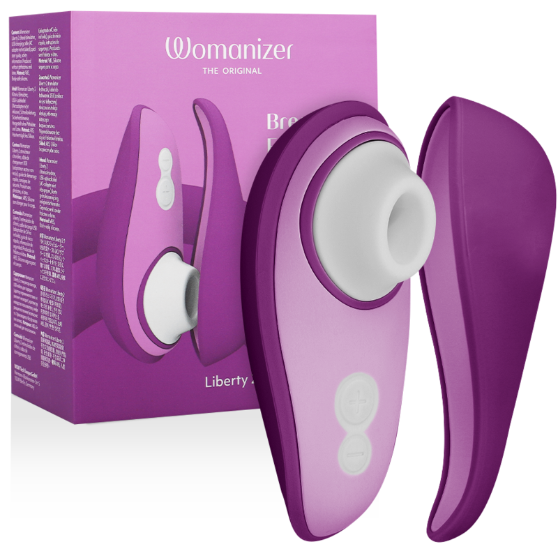 Stimulateur clitoridien nomade Womanizer Liberty 2 violet avec couvercle magnétique