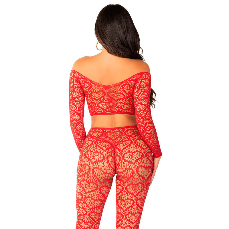 LEG AVENUE - CROP TOP + BAS ROUGE TAILLE UNIQUE LEG AVENUE BODYSTOCKINGS
