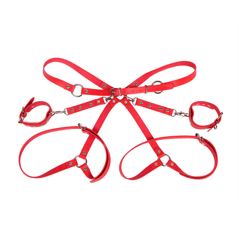 SUBBLIME - 953706 MENOTTES AVEC CEINTURE DE BONDAGE ROUGE TAILLE UNIQUE SUBBLIME FETISH