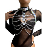 SUBBLIME - 953737 HARNAIS DE POITRINE AVEC ANNEAUX ET CHAÎNES ARGENT TAILLE UNIQUE SUBBLIME FETISH