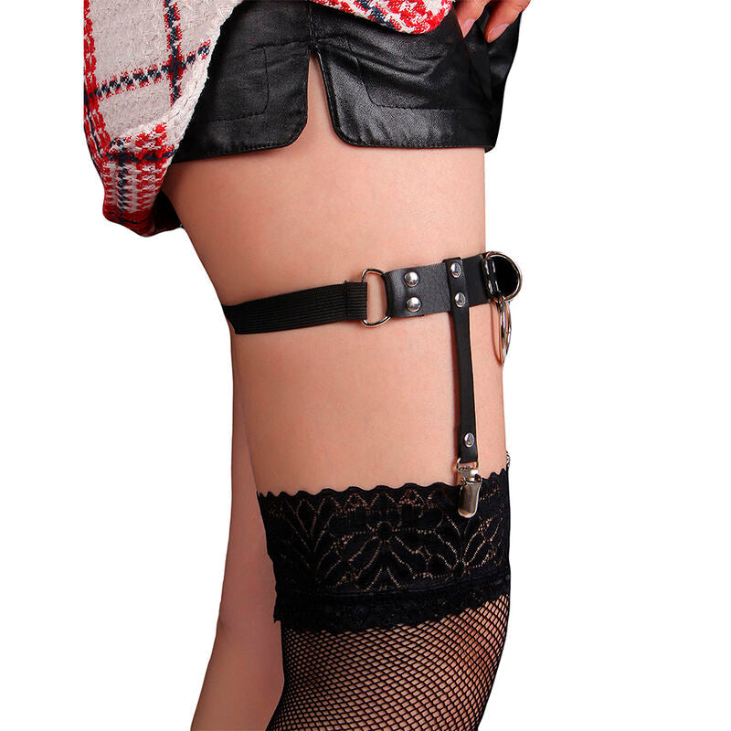 SUBBLIME - 953744 JARRETELLE PUNK EN CUIR AJUSTABLE NOIR TAILLE UNIQUE SUBBLIME FETISH