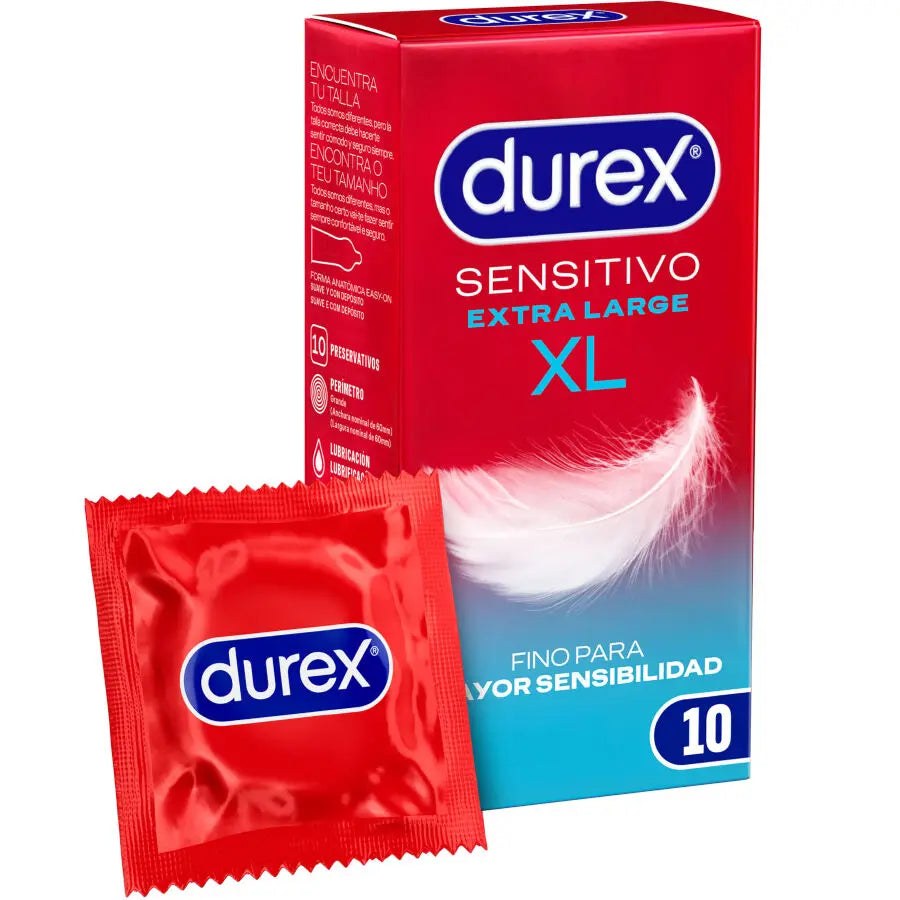 DUREX - PRÉSERVATIFS SENSIBLES XL EXTRA-LONG 10 UNITÉS DUREX CONDOMS