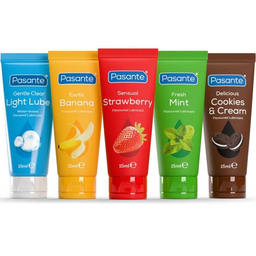PASANTE - PACK LUBRIFIANTS SAVEURS ASSORTIES 5 UNITÉS X 15 ML PASANTE