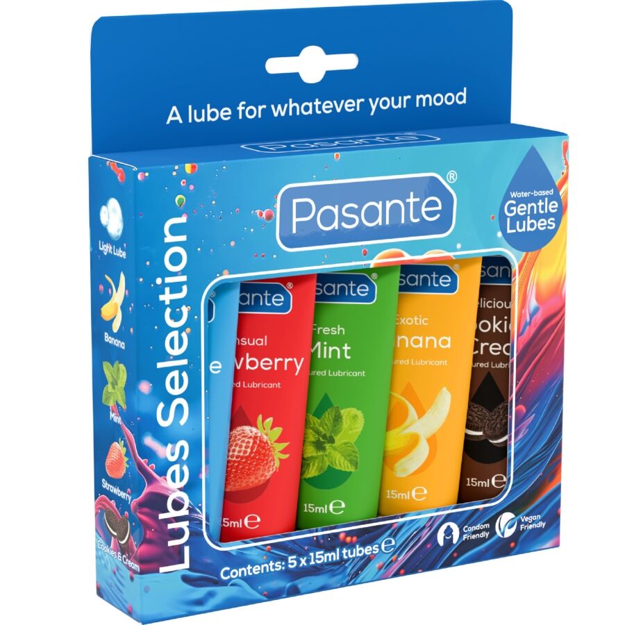 PASANTE - PACK LUBRIFIANTS SAVEURS ASSORTIES 5 UNITÉS X 15 ML PASANTE