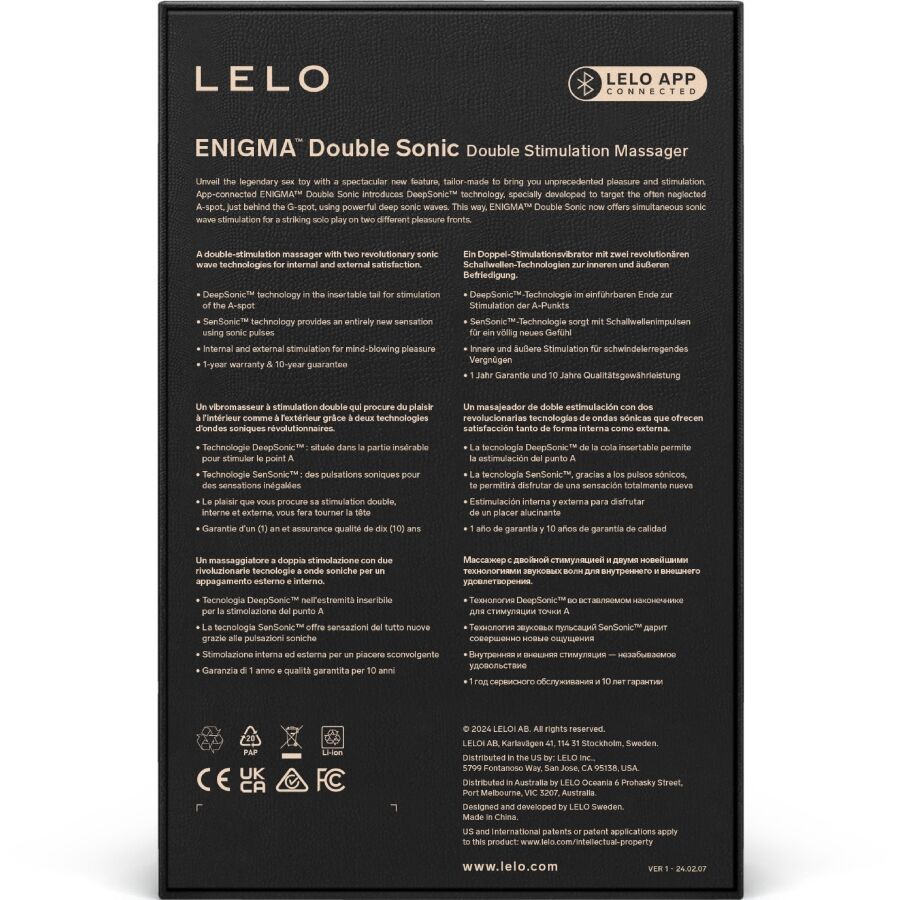 LELO ENIGMA Double Sonic noir - Stimulateur point G connecté - photo produit 5