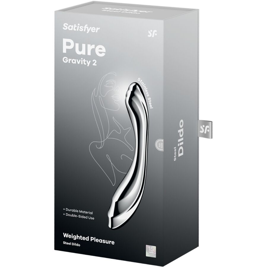 SATISFYER - PURE GRAVITY 2 GODEMICHET DOUBLE EXTRÉMITÉ EN ACIER INOXYDABLE SATISFYER DILDO