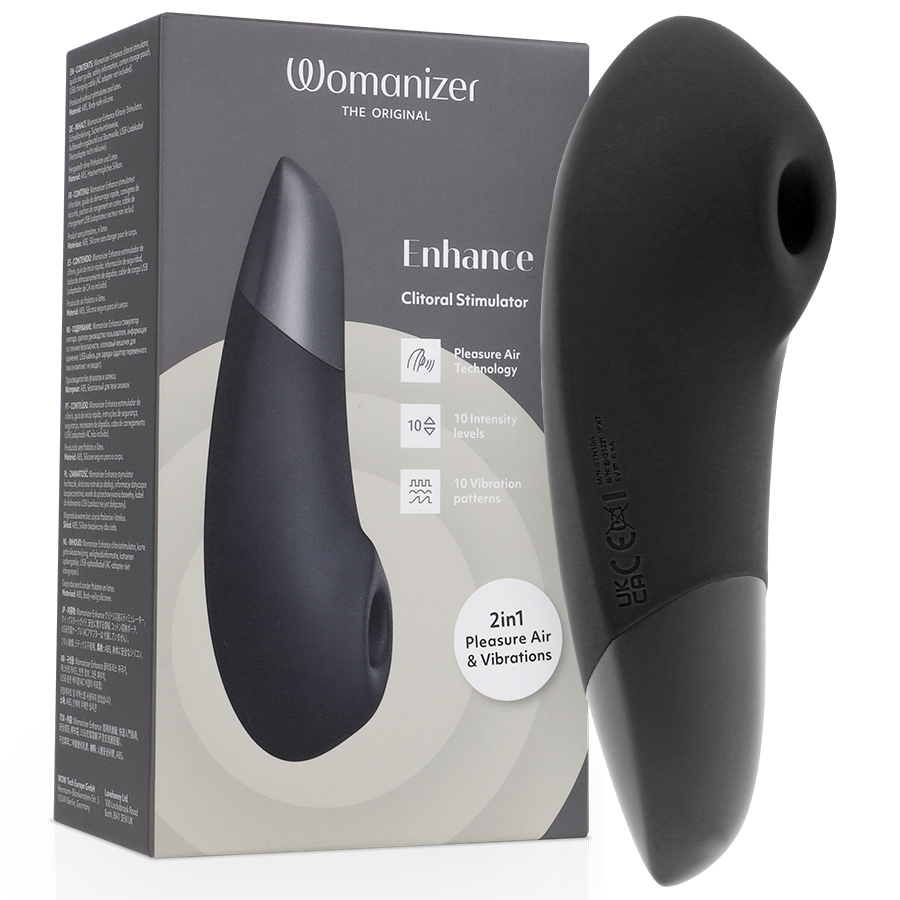 Stimulateur Womanizer Enhance noir, Pleasure Air et vibrations