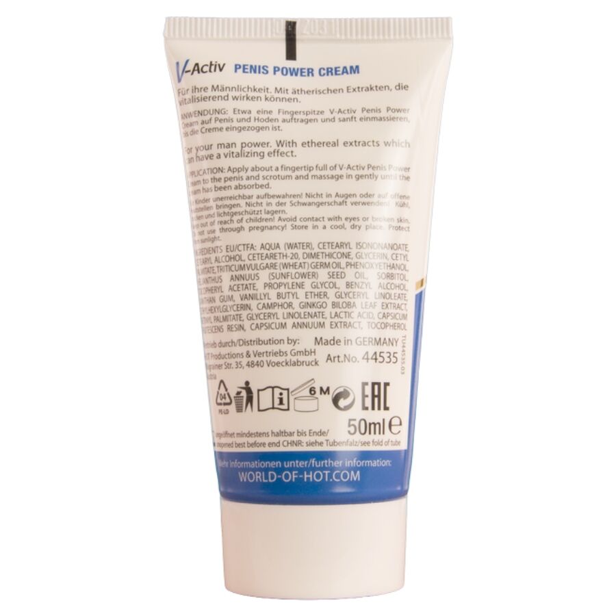HOT - CRÈME STIMULANTE POUR LE PÉNIS V-ACTIV POUR HOMMES 50 ML