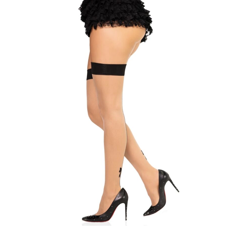 LEG AVENUE - 1963 BAS EN SPANDEX À COUTURE ARRIÈRE NOIRS - TAILLE UNIQUE LEG AVENUE HOSIERY