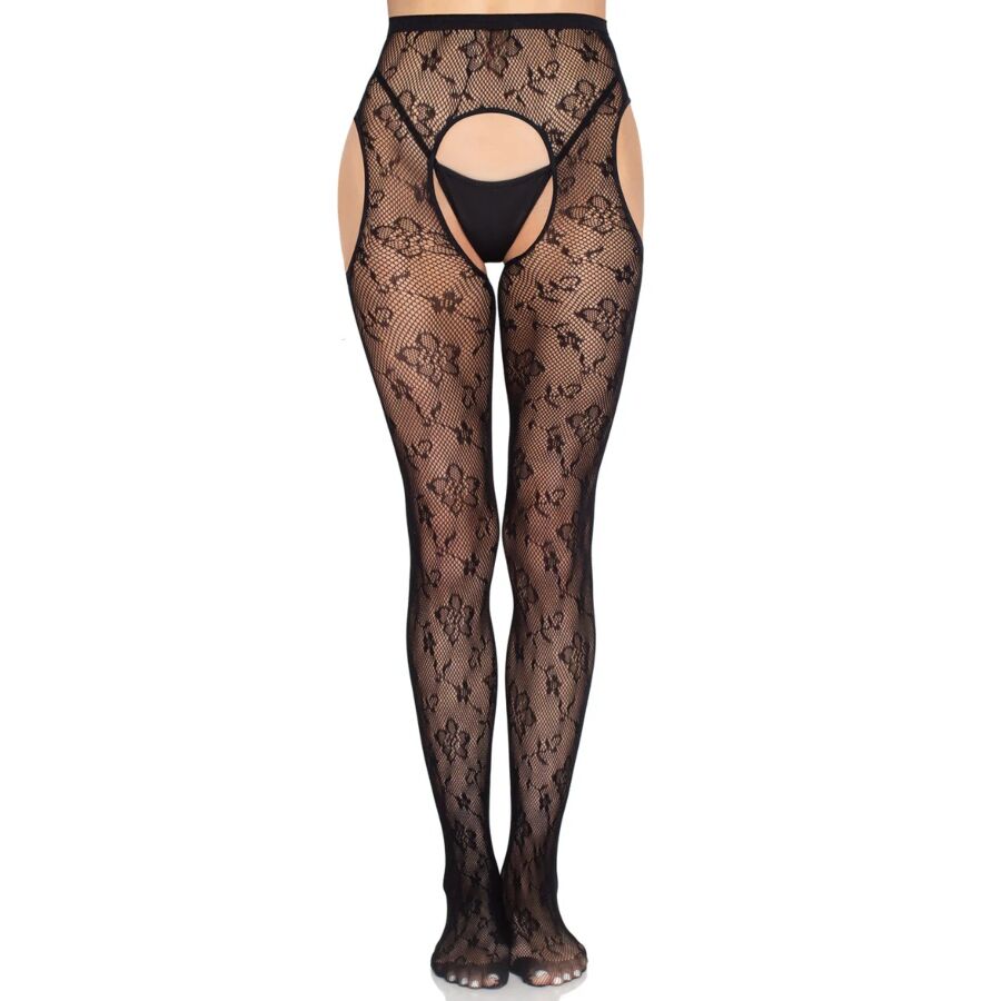 LEG AVENUE - 1967 COLLANTS RÉSILLE BLOOM NOIRS - TAILLE UNIQUE LEG AVENUE HOSIERY
