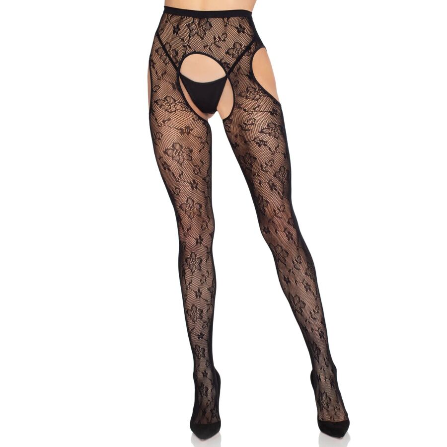 LEG AVENUE - 1967 COLLANTS RÉSILLE BLOOM NOIRS - TAILLE UNIQUE LEG AVENUE HOSIERY