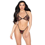 LEG AVENUE - 86147 SOUTIEN-GORGE ET STRING EN RÉSILLE NOIRS - TAILLE UNIQUE LEG AVENUE SETS