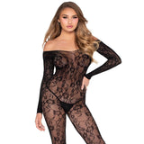 LEG AVENUE - 89366 LINGERIE EN DENTELLE BODYSTOCKING NOIR - TAILLE UNIQUE LEG AVENUE BODYSTOCKINGS