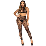 LEG AVENUE - 89372 CROP TOP ET COLLANTS SANS ENTREJAMBE NOIRS - TAILLE UNIQUE LEG AVENUE SETS