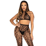LEG AVENUE - 89372 CROP TOP ET COLLANTS SANS ENTREJAMBE NOIRS - TAILLE UNIQUE LEG AVENUE SETS