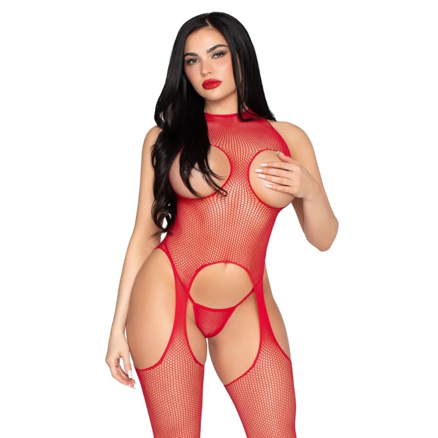 LEG AVENUE - 89374 BODYSTOCKING ET CULOTTE ROUGES SANS COUVERCLE - TAILLE UNIQUE LEG AVENUE BODYSTOCKINGS
