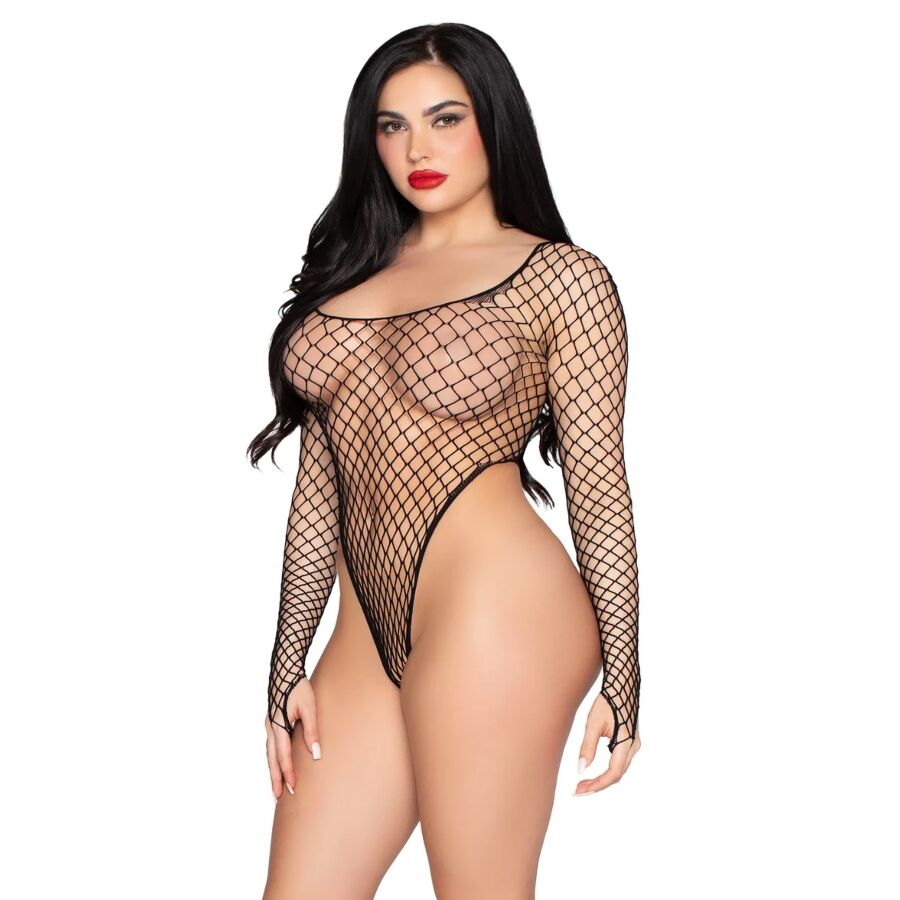 LEG AVENUE - 89377 BODY EN RÉSILLE INDUSTRIELLE NOIR À COUPE HAUTE - TAILLE UNIQUE LEG AVENUE SETS