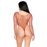 LEG AVENUE - 89377 BODY EN RÉSILLE INDUSTRIELLE ROUGE À COUPE HAUTE - TAILLE UNIQUE LEG AVENUE SETS