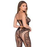 LEG AVENUE - 89368 ENSEMBLE CROP TOP ET COLLANTS NOIRS EN RÉSILLE ET DENTELLE - TAILLE UNIQUE LEG AVENUE SETS