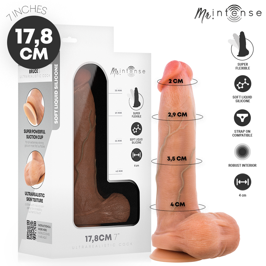 MR INTENSE - BRUCE S GODEMICHET EN SILICONE AVEC TESTICULES 17,8 CM -Ø- 4 CM MR. INTENSE DILDOS