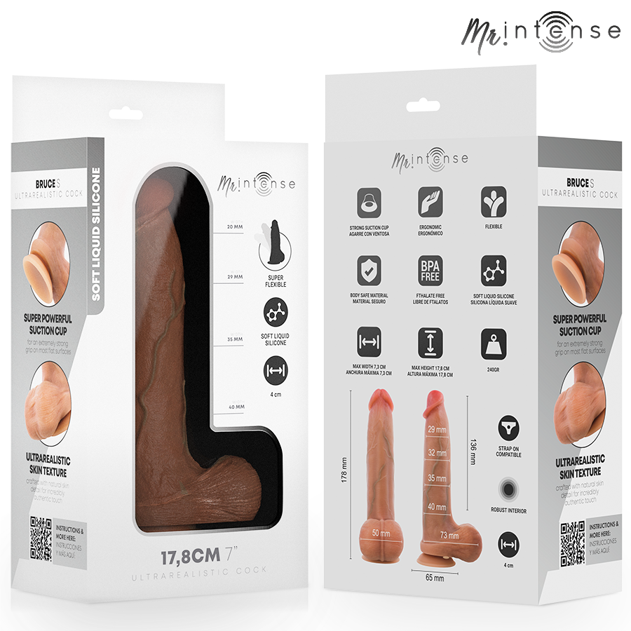 MR INTENSE - BRUCE S GODEMICHET EN SILICONE AVEC TESTICULES 17,8 CM -Ø- 4 CM MR. INTENSE DILDOS