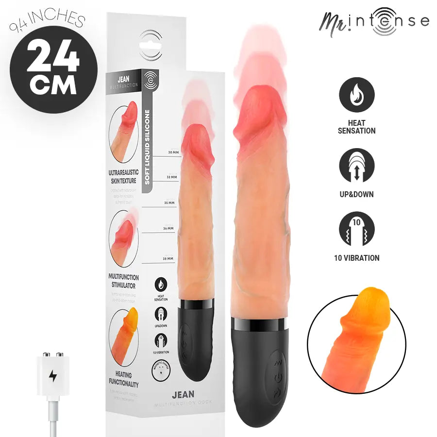 MR INTENSE - JEAN VIBRATEUR HAUT ET BAS EN SILICONE AVEC EFFET CHAUFFANT 24 CM -Ø- 3,8 CM MR. INTENSE HIGH TECH