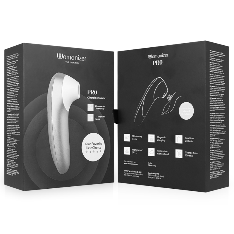 WOMANIZER - STIMULATEUR CLITORIAL VIBRANT PRO GRIS ARGENTÉ WOMANIZER